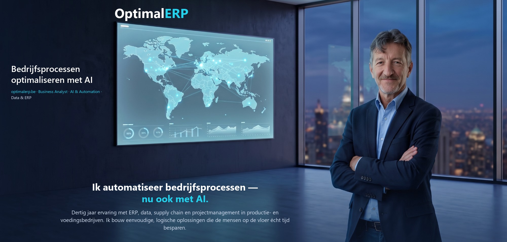 OptimalERP — Patrick Droesbeke. Bedrijfsprocessen optimaliseren met AI. Business Analyst · AI & Automation · Data & ERP.